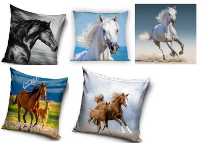 Pferd Pferde Kissenbezug Kissenhülle Kopfkissenbezug Pillowcase 40x40 cm