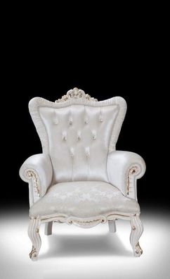 Sessel Weiß Wohnzimmer Textil Design Chesterfield italienischer Stil