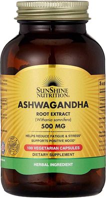 Sunshine Nutrition, Ashwagandha, 500mg, 100 Weichkapseln