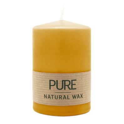 100% PURE, Natural WAX, Stumpenkerze, Pastellgelb, WENZEL, 90/60 mm, Brenndauer