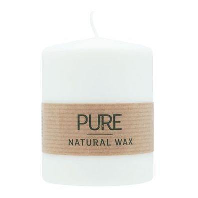 100% PURE, Natural WAX, Stumpenkerze, Natural, WENZEL, 90/70 mm, Brenndauer ca