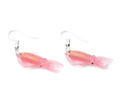 Tintenfisch Ohrringe Miniblings Hänger Krake Kalmar Sepia Tauchen rosa