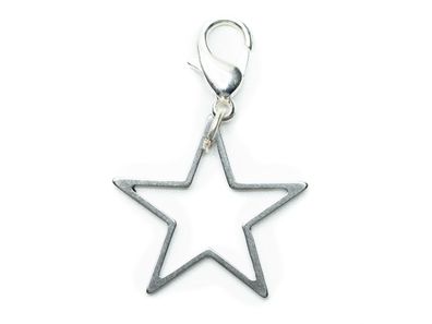 Stern mit Loch Charm Miniblings Anhänger Star Outline Umriss Weihnachten silber