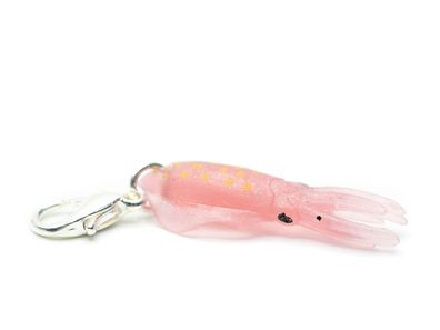 Tintenfisch Charm Miniblings Anhänger Krake Kalmar Sepia Tauchen rosa