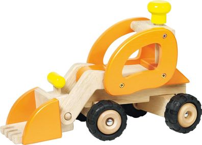 Großer Bagger Goki orange gelb Holz Radlader für Baustelle Frontlader Kinder NEU