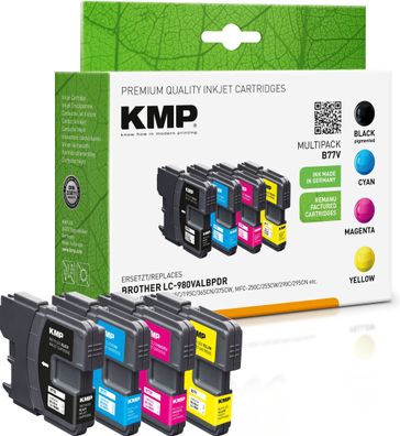KMP Multipack B77V schwarz, cyan, magenta, gelb Tintenpatronen ersetzen Brother ...