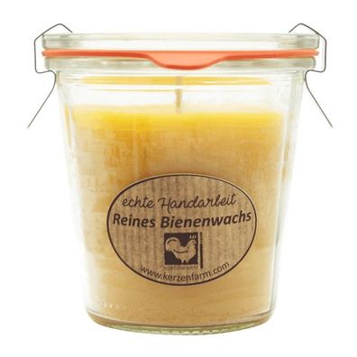 Bienenwachskerze im original Weckglas®, 100% reines Bienenwachs, Kerzenfarm HAHN