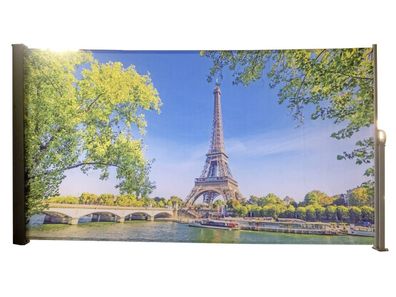 Seitenmarkise 160 x 300 cm, Sichtschutz mit Fotodruck, Markise Paris