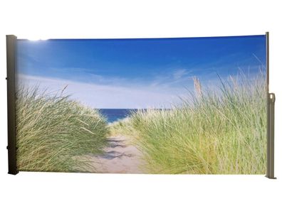 Seitenmarkise 160 x 300 cm, Sichtschutz mit Fotodruck, Markise Nordseeküste