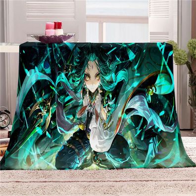 Genshin Impact Xiao Fleece Blanket Ganyu Venti Zhongli Warm Decke Sofa Quilt 130x150