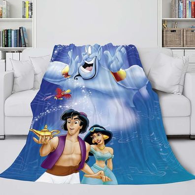 Jasmine Aladdin Doppelseitig Fleece Blanket Ariel Belle Warm Decke Sofa Quilt 130x150