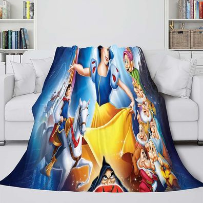 Snow White Seven Dwarfs Doppelseitig Fleece Blanket Ariel Warm Decke Quilt 130x150