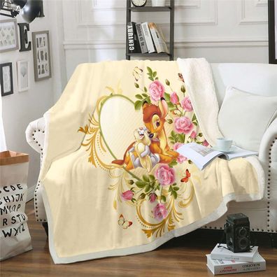 Cartoon Bambi Thumper Faline Fleece Blanket Flower Warm Decke Sofa Quilt 130 * 150