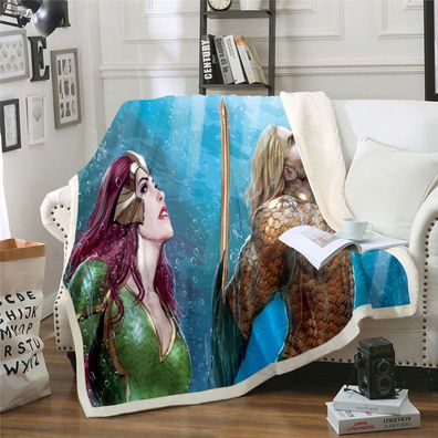 Aquaman Mera Arthur Curry Flannel Fleece Blanket Leon Warm Decke Sofa Quilt 130x150