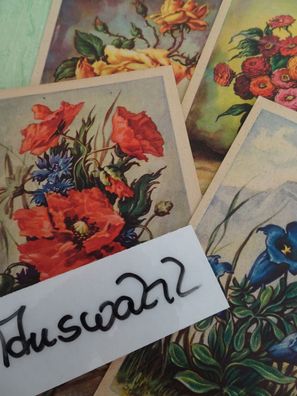 sehr alte Postkarten AK Jo-Tra? Blumen wie gemalt Klatschmohn Enzian Rosen....