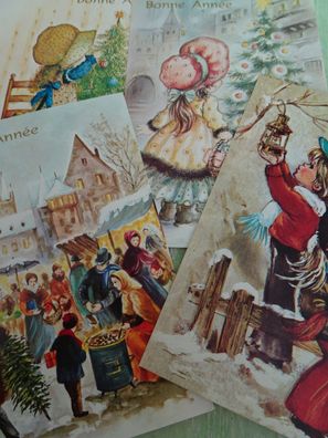 alte Postkarten AK Cecami Italien Bonne Annee Frohe Weihnachten Kinder wie gemalt