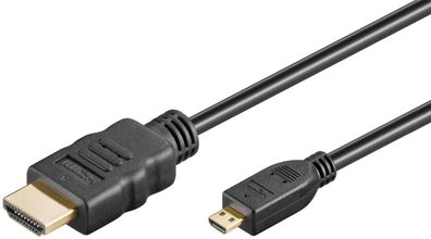 goobay High-Speed-HDMI-Kabel mit Ethernet Micro, 4K @ 60 Hz schwarz 3 m (Bulk)
