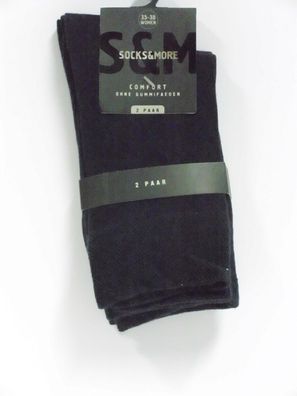 SOCKS & MORE Damen Comfort Baumwollsocke ohne Gummidruck 2er-Pack