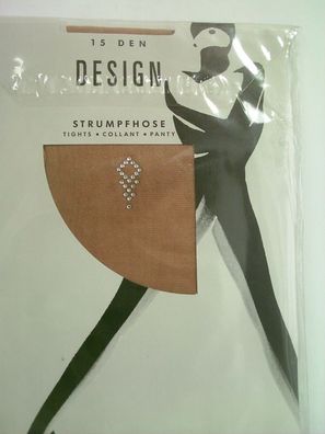 HUDSON Design 15 Satin Sheers Strumpfhose mit Fesselmotiv teint Gr. 42-44