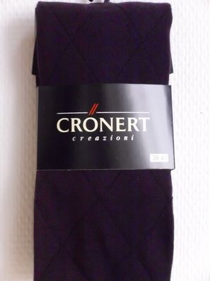 Crönert Baumwoll Strickstrumpfhose Rautenmuster dunkel violett Gr. 42-44