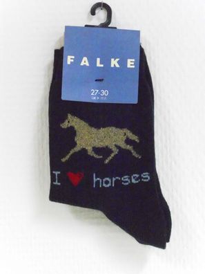 FALKE Kindersocke "I love horses" marineblau