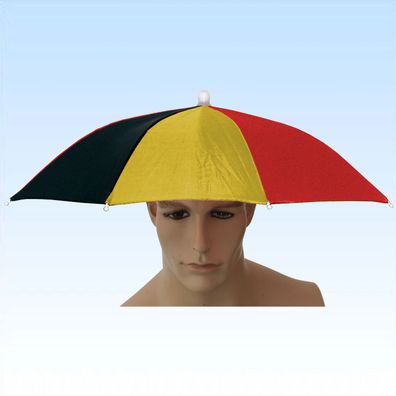 Kopfregenschirm Sonnenschirm Fußball Kopfschirm Schirm schwarz / gelb / rot
