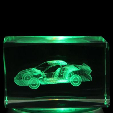 Kristall Quader Motiv Auto Farbe klar