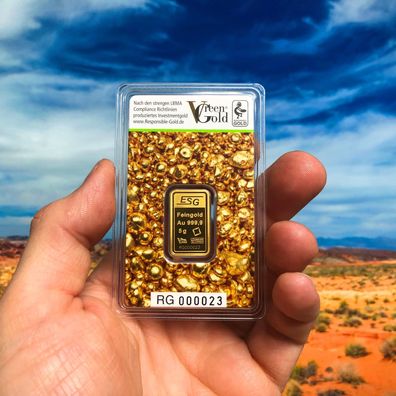 Valcambi ESG 5 Gramm 999.9 Auropelli Goldbarren in Blister geprägter Barren
