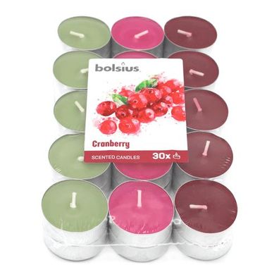 Duft-Teelichter, mehrfarbig, Cranberry, Bolsius, Ø38 mm, Brenndauer ca. 4h, 30 S