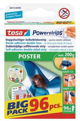 tesa Powerstrips Poster (Doppelseitige Klebestreifen für Poster und Plakate, Selbs...