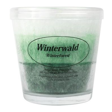Duftkerze im Glas, 100% pflanzliches Stearin, Winterwald, Kerzenfarm HAHN, mit r