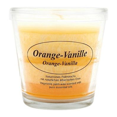 Duftkerze im Glas, 100% pflanzliches Stearin, Orange-Vanille, Kerzenfarm HAHN, m