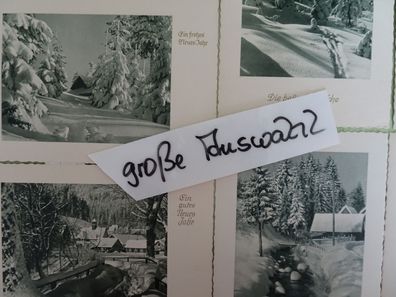 alte Postkarten AK s/ w Winterlandschaften Glücksbringer Neujahr SETs