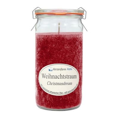 Duftkerze im XL-Weckglas®, 100% pflanzliches Stearin, Weihnachtstraum, Kerzenfar