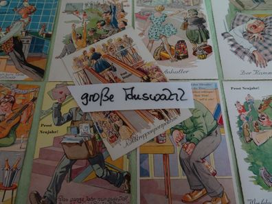 alte Postkarten AK Import Nr Prost Neujahr Humor Karikatur Spaß