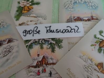 alte Postkarten AK Weihnachtsgrüße Neue Jahr wie gemalt Kinder Kirche Dorf Winter