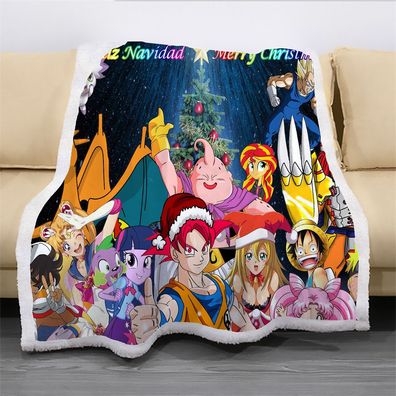 One Piece Dragon Ball Lamb Wool Warm Blanket Sailor Moon Decke Sofa Quilt Xmas Gift