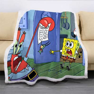 Cartoon SpongeBob Mr. Krabs Lamb Wool Blanket Patrick Star Squidward Deck Sofa Quilt