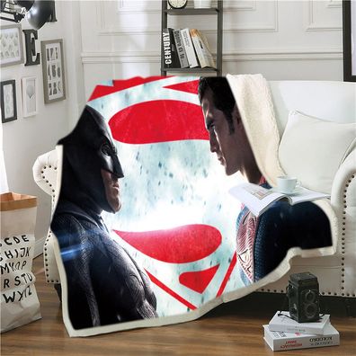 3D Marvel Superman Batman Lamb Wool Warm Blanket Doppelseitig Sofa Quilt Decke
