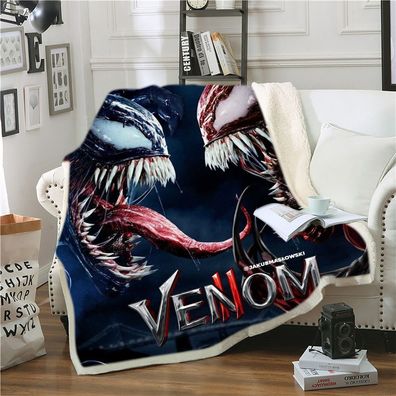 3D Marvel Venom Lamb Wool Warm Blanket Spider-Man Doppelseitig Decke Sofa Quilt