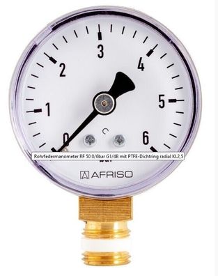 AFRISO Manometer Heizung Anzeigeberreich 0-10 bar, Gehäuse 63mm, 1/4" Zoll Ansch