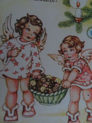 alte Postkarte AK Frohe Weihnacht Engel Tilly von Baumgarten