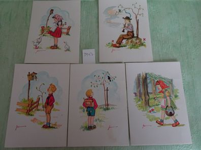 5 alte Postkarten AK Neujahr Kunstverlag Beck nach Werner Zeyer Kinder