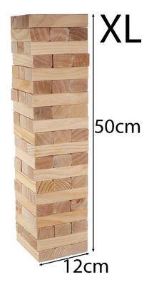 XL Stapelturm 50cm Holz Wackelturm Geschicklichkeitsspiel Stapelspiel Holzturm