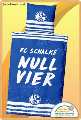 Bettwäsche FC Schalke 04 Microfaser Blau Weiß Reißverschluß Gr.135x200cm NEU
