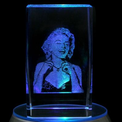 Kristall Quader Motiv Marilyn Farbe klar