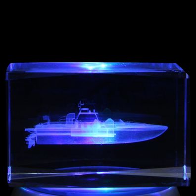 Kristall Quader Motiv Boot Farbe klar
