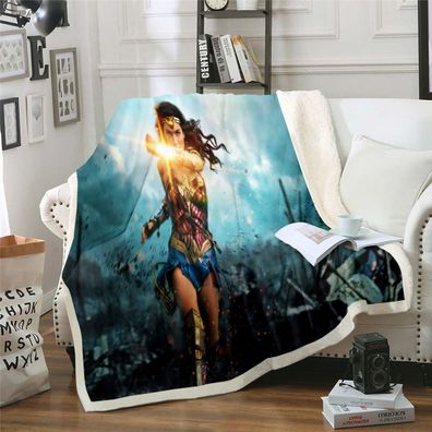 3D Druck Wonder Woman Fleece Blanket Diana Prince Warm Decke Sofa Quilt Gift 130x150