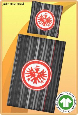 Eintracht Frankfurt Bettwäsche BIO Baumwolle Plastikfrei Streifen Gr: 135x200cm NEU