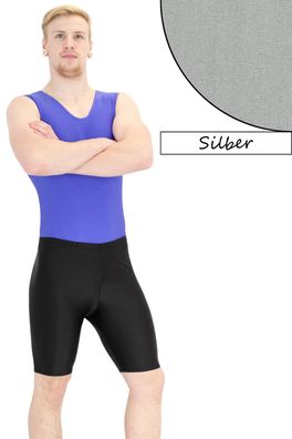 Herren Radler Silber Radlerhose Shorts stretch shiny glänzend kurze Sporthose
